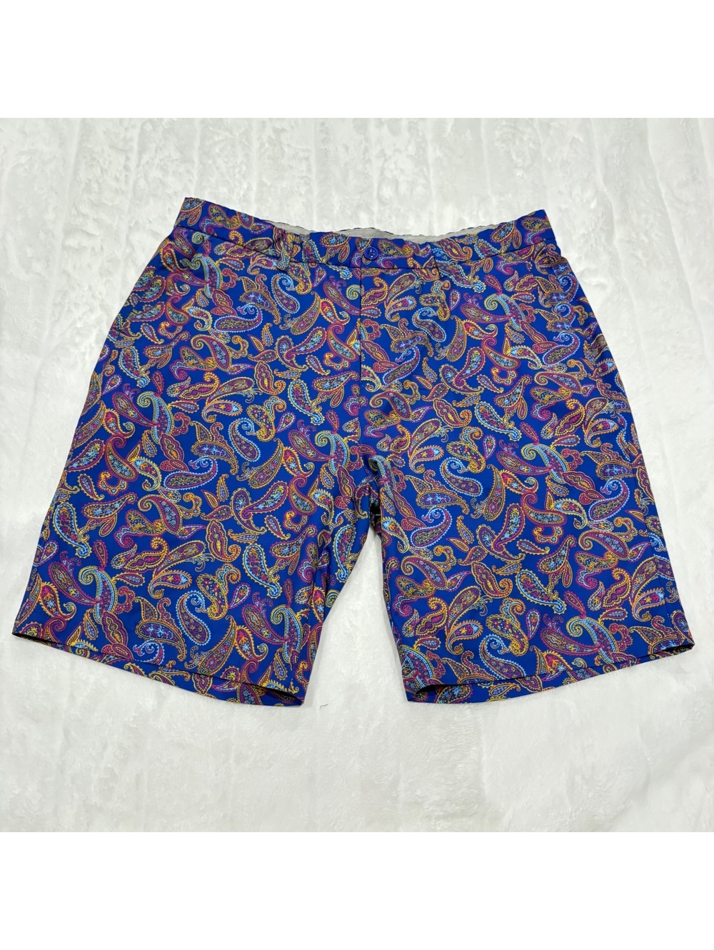 Hreski Golf Active Pattern Preppy Men's Paisley Shorts Size 38 Blue